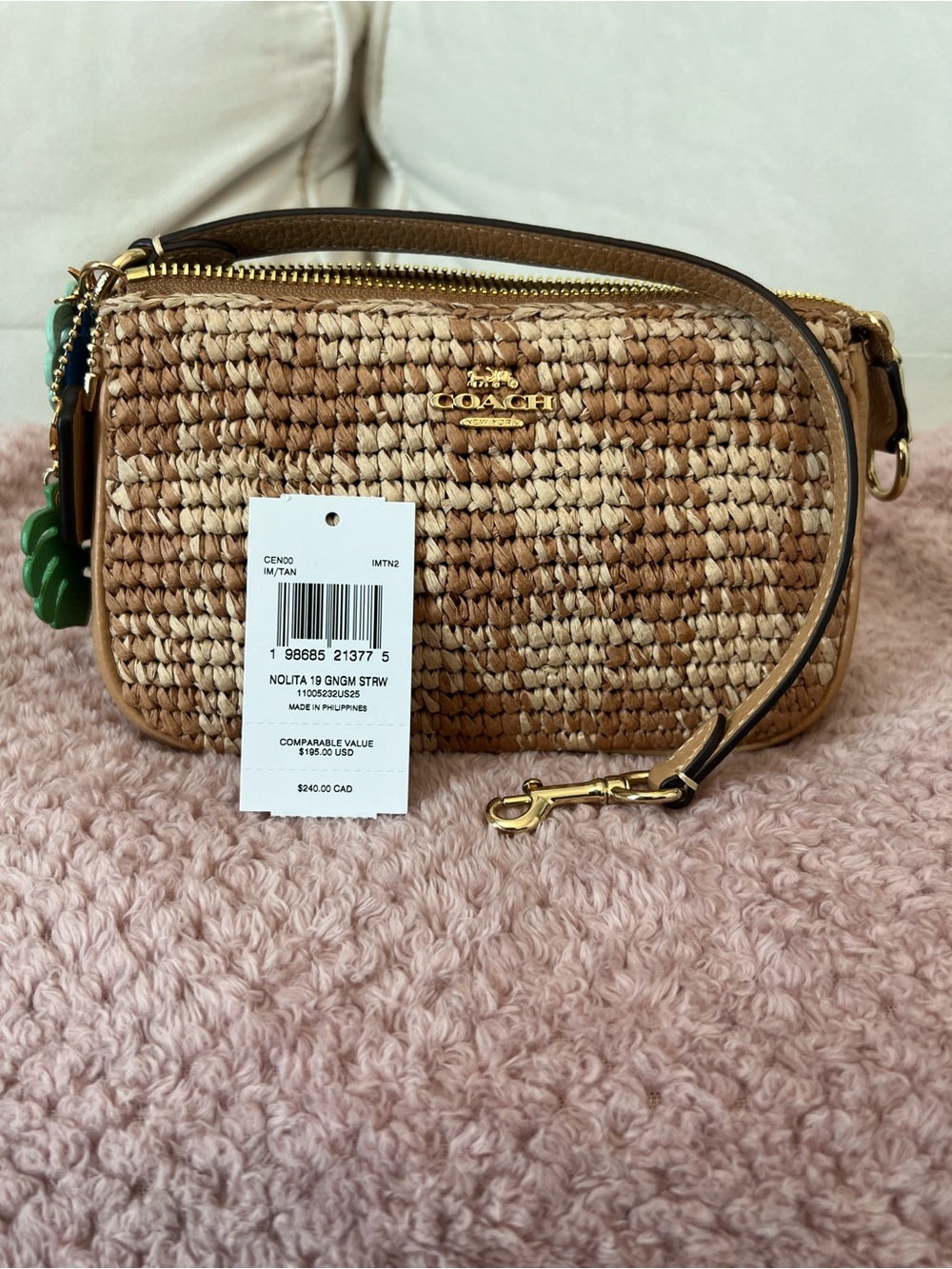 Coach Nolita 19 Gingham Straw